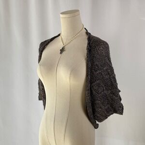 Events Collection Metallic Knit Bolero Shrug Sweater Top Womens M
